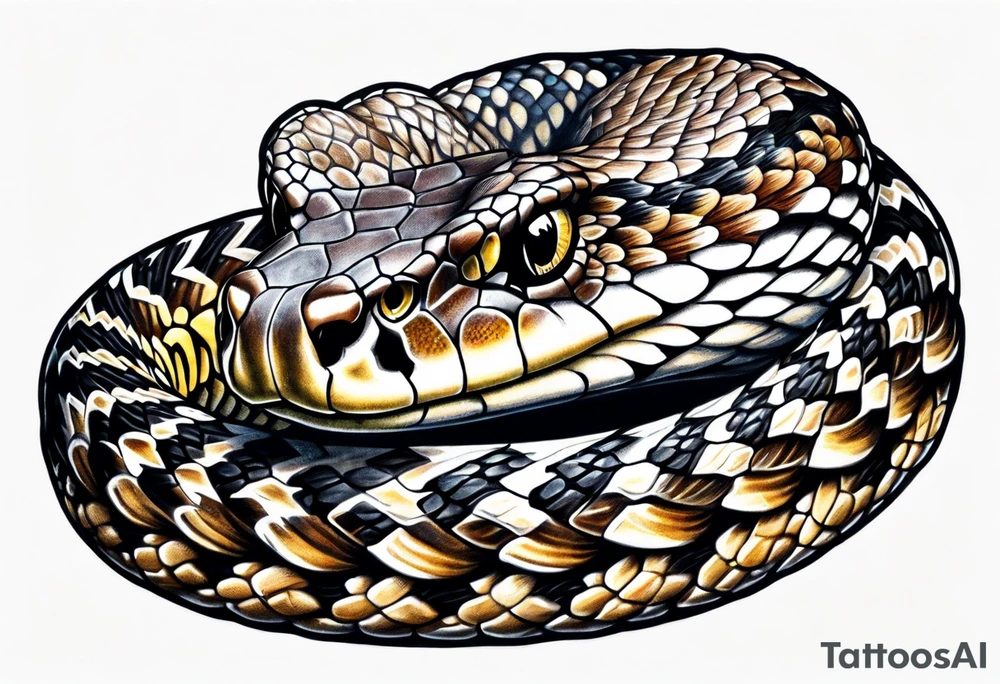 Diamond back rattle snake with rattle tattoo idea