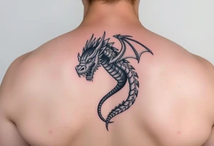 Dragão etéreo, narrativo, nascendo da magia do livro tattoo idea