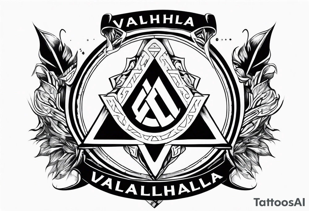 Valhalla shield sword axe Valknut fire tattoo idea