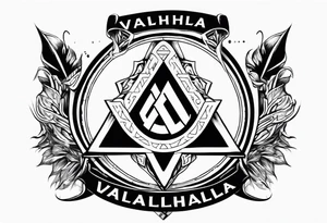 Valhalla shield sword axe Valknut fire tattoo idea
