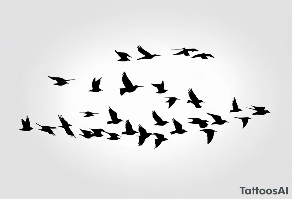 A flock of birds in flight tattoo idea