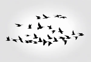 A flock of birds in flight tattoo idea