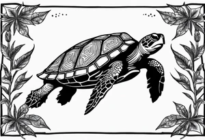 Turtle in marijuana field tattoo idea