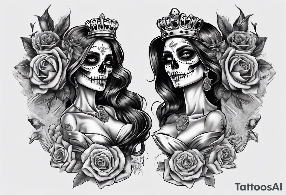 santa la muerta with money and crown
on the card tattoo idea
