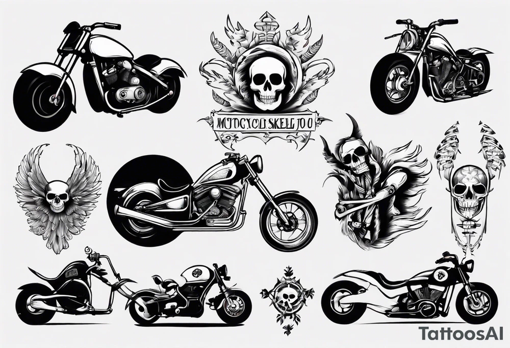 Motorcycle and skeletoj tattoo idea