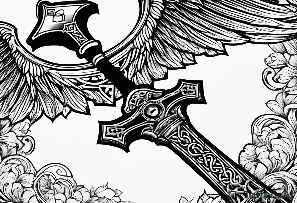The symbol of Matthias a open Bible and a battle Axe tattoo idea