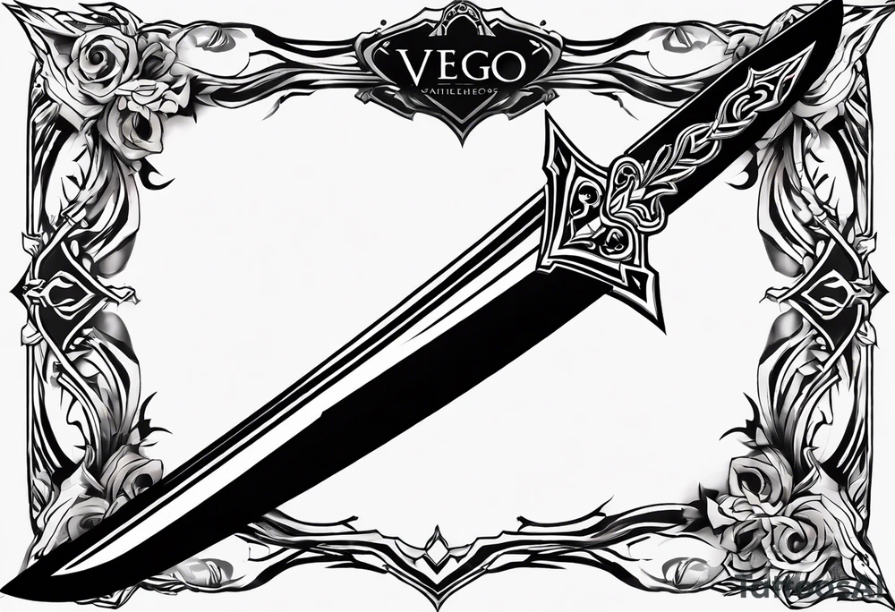Viego's sword from League of legends, in cybersigilsm tattoo sytle tattoo idea