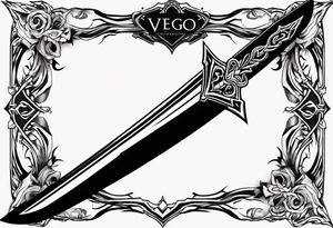 Viego's sword from League of legends, in cybersigilsm tattoo sytle tattoo idea
