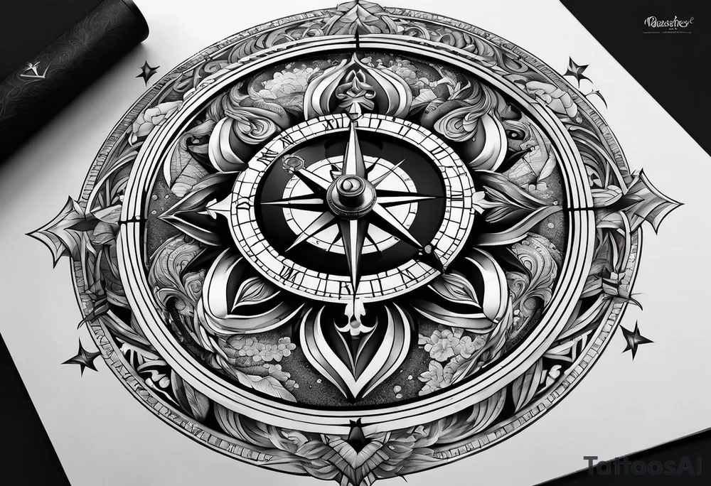 Upper arm sleeve time compass god life love tattoo idea Upper arm sleeve time compass god life love tattoo idea