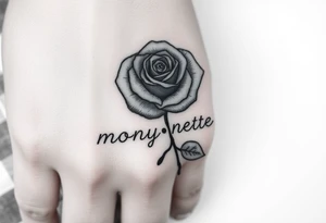 a good rose and a semicolon seperate from the name “monyanette” tattoo idea