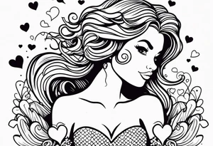 A cute Mermaid with hearts. tattoo idea