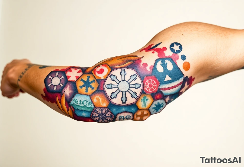 starwars symbols inside honey combs tattoo idea
