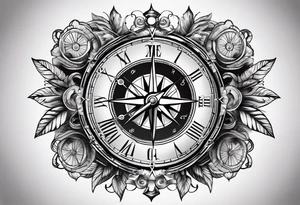 compass and clock tattoo idea