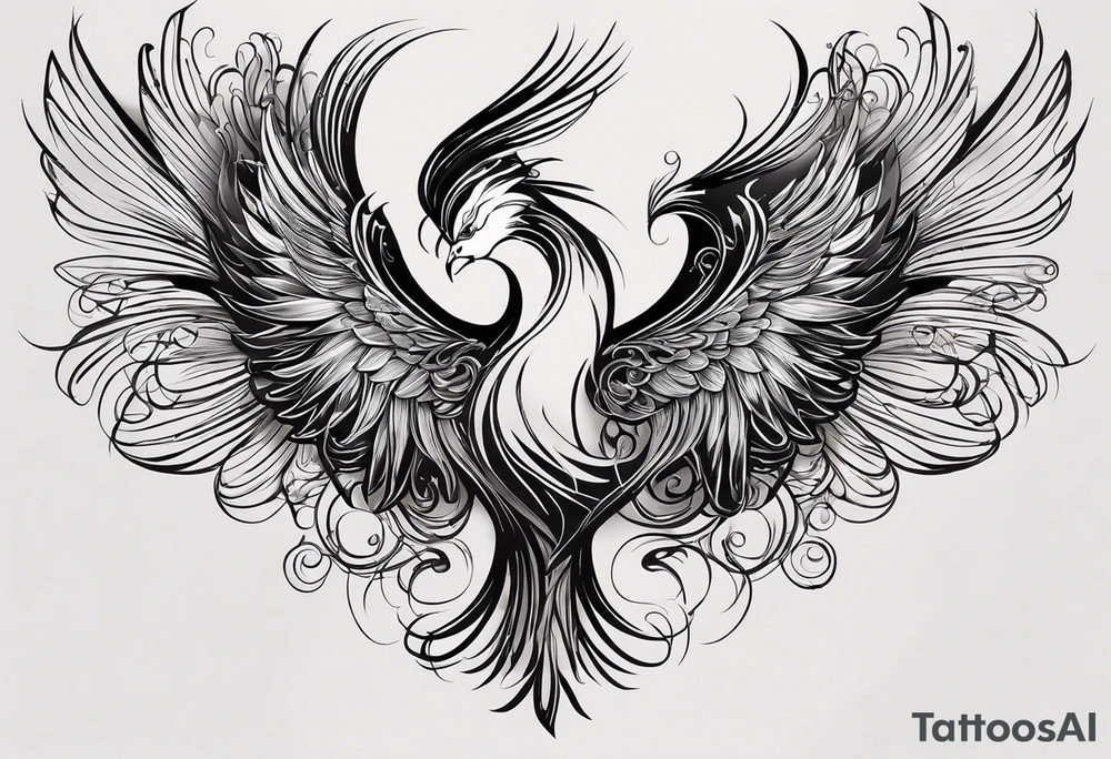 “I’m looking for a side boob tattoo of a phoenix that symbolizes rebirth and survival, with the outline resembling a Black woman with 4C hair. The phoenix should emerge from abstract petals at the base to represent growth, and I want it to feel symbolic but not overly abstract or realistic.

The Black woman’s form should flow into the phoenix, with her 4C hair being a key feature, blending into the flames or feathers. The design should be done in black ink to complement my skin tone, and I want it to represent strength and transformation, without resembling angels or fallen angels.”

This gives the artist a clear picture of your vision while allowing for their artistic input. tattoo idea