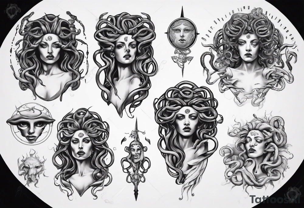 Medusa with no pupils tattoo idea