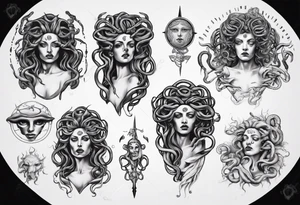 Medusa with no pupils tattoo idea