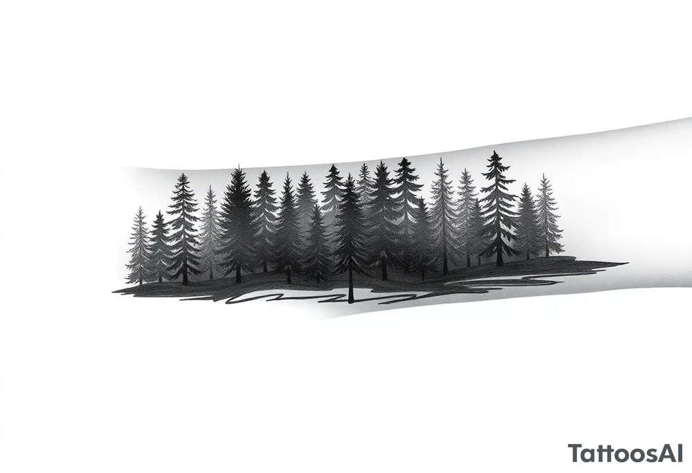 Coniferous forest silhouette around the forearm a tattoo tattoo idea Coniferous forest silhouette around the forearm a tattoo tattoo idea