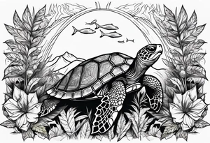 Turtle in marijuana field tattoo idea