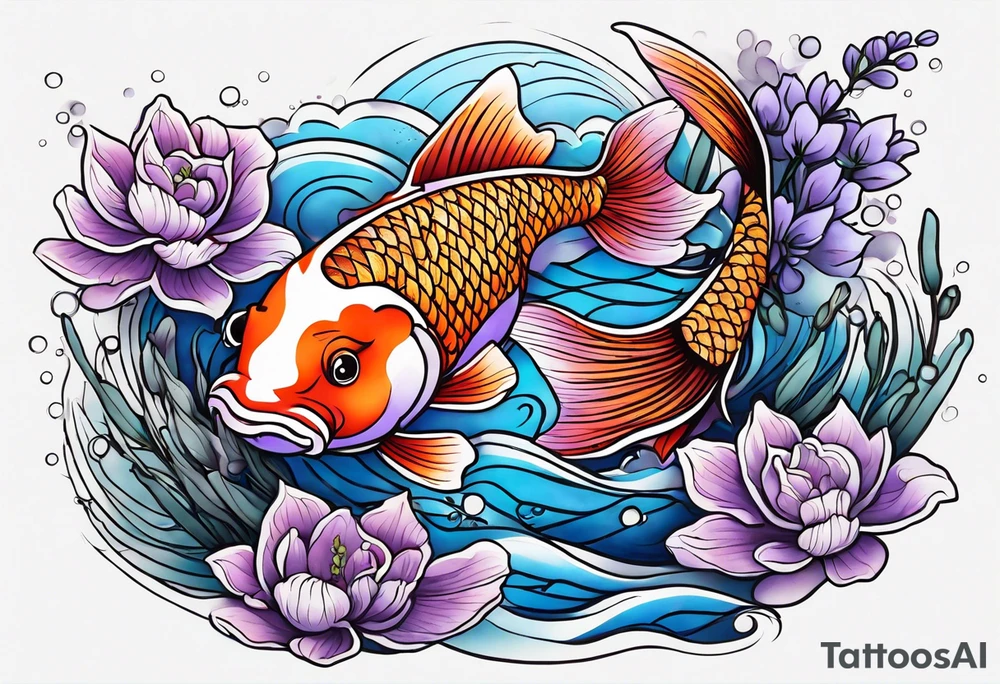 Lavender koi tattoo idea