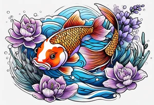 Lavender koi tattoo idea