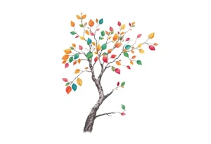 birch tree with coloured leaves tattoo idea