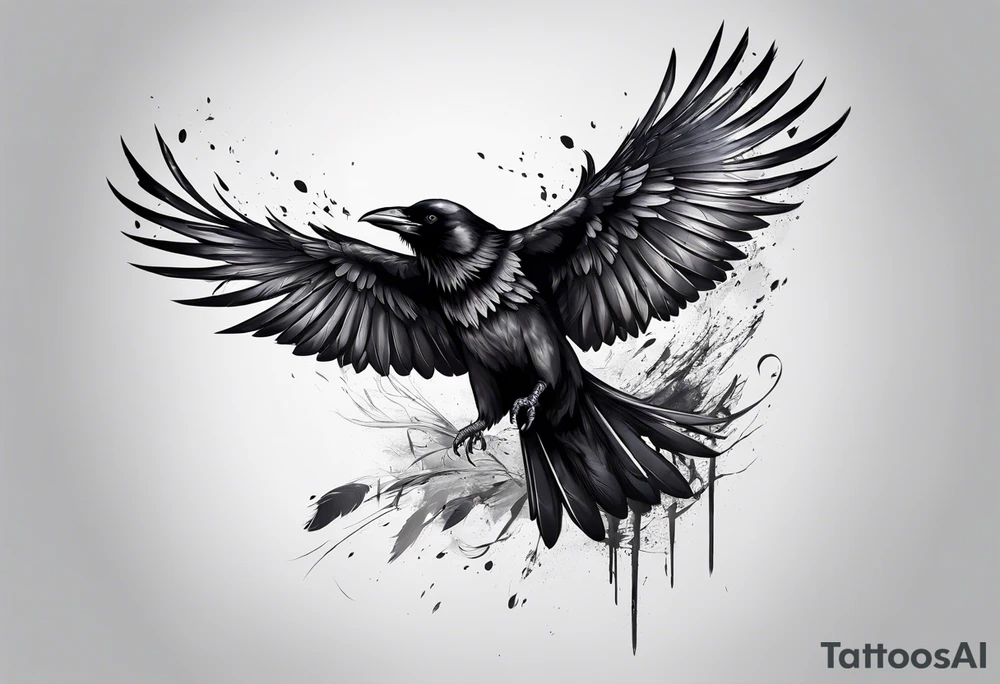 crow with open wings tattoo idea