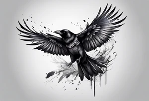 crow with open wings tattoo idea