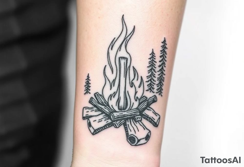 Campfire with cross hidden in the flames include the great outdoors tattoo idea Campfire with cross hidden in the flames include the great outdoors tattoo idea