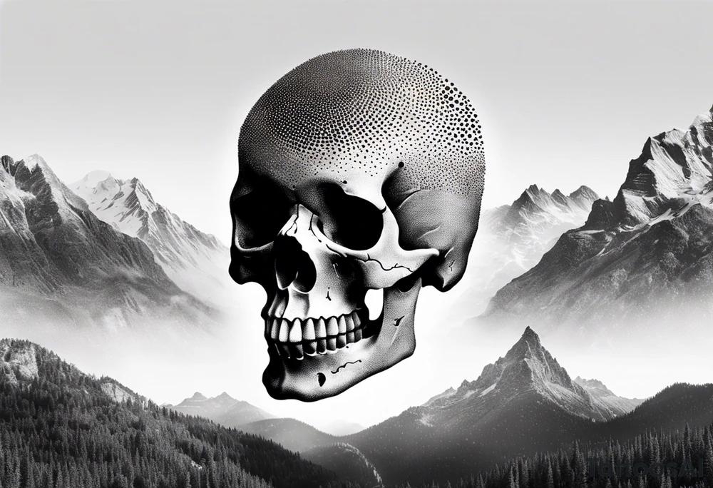 mountain skull tattoo idea