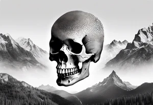 mountain skull tattoo idea