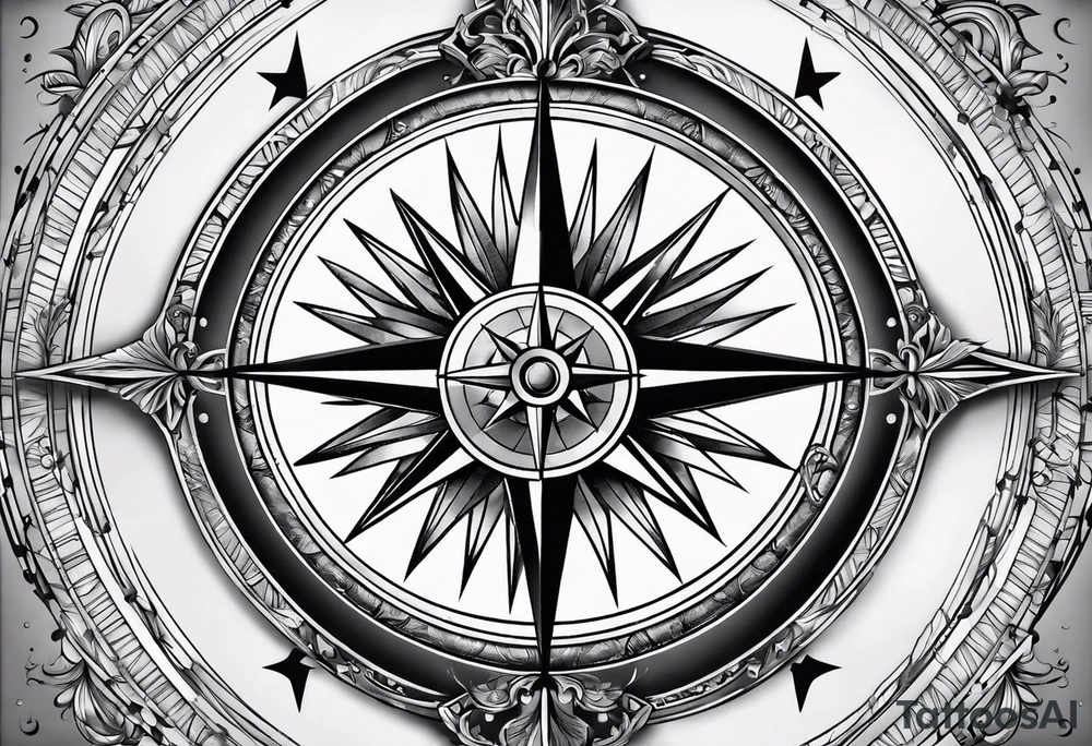 ancient compass tattoo idea