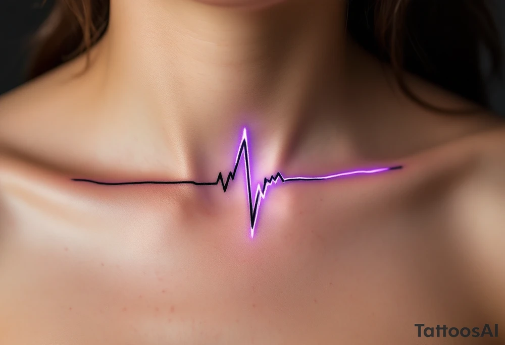 A thin black EKG line turning into a jagged purple lightning bolt, representing life’s electric energy. tattoo idea