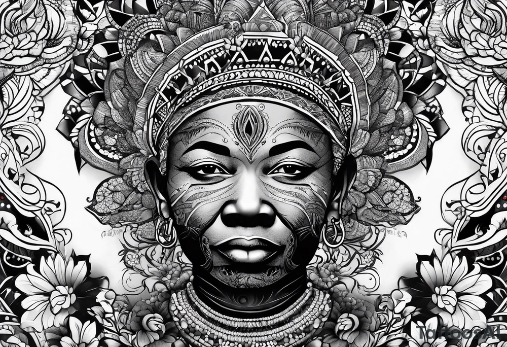 mandela patterns for leg sleeve tattoo idea