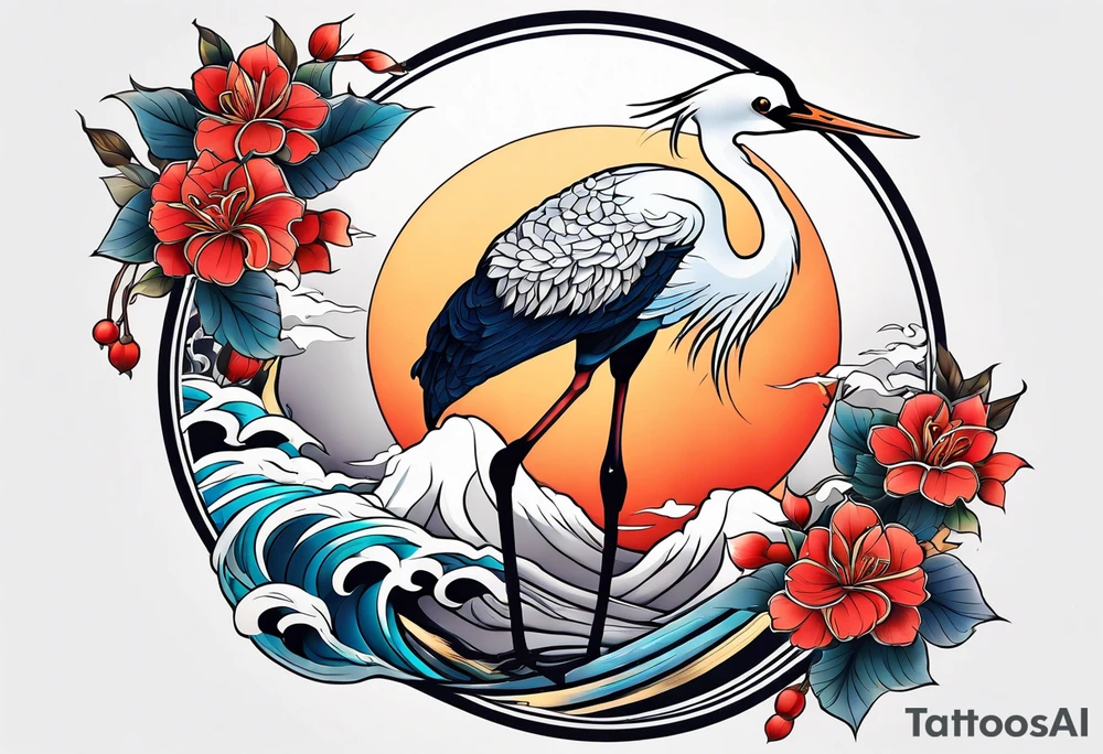 Japanese crane tattoo idea