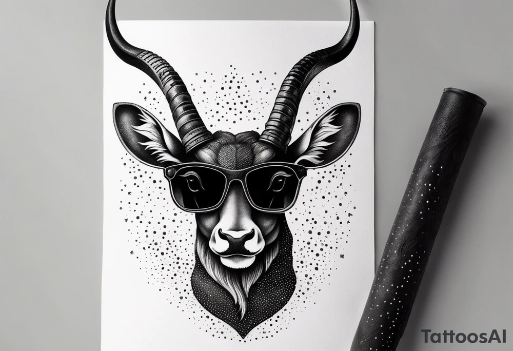 capricorn with sunglasses and shotgun tattoo idea
