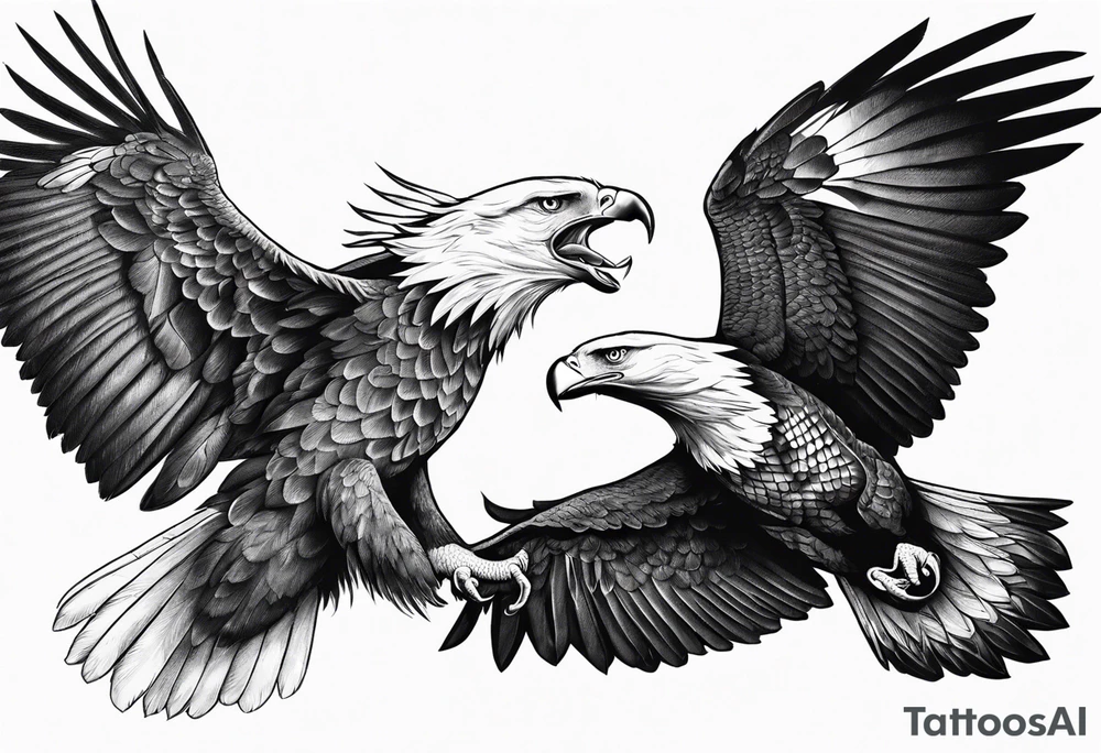 Eagle fighting with a snake it has clutched in its claws tattoo idea