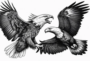 Eagle fighting with a snake it has clutched in its claws tattoo idea