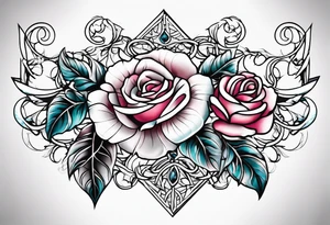 Metallic vines and rose tessellation tattoo idea