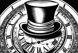 Mad hatter hat on pocket watch tattoo idea
