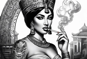 Cleopatra smoking cigarette tattoo idea