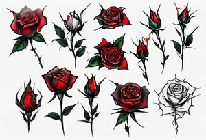 bleeding rose without stem flowers and only thorns tattoo idea