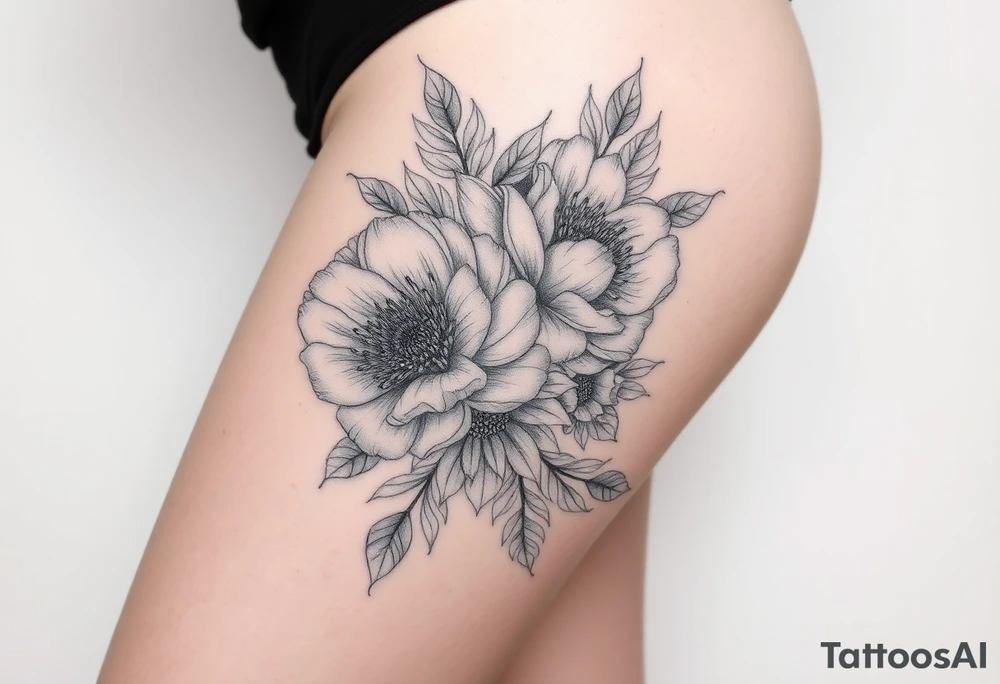 peonies and honey combs tattoo idea