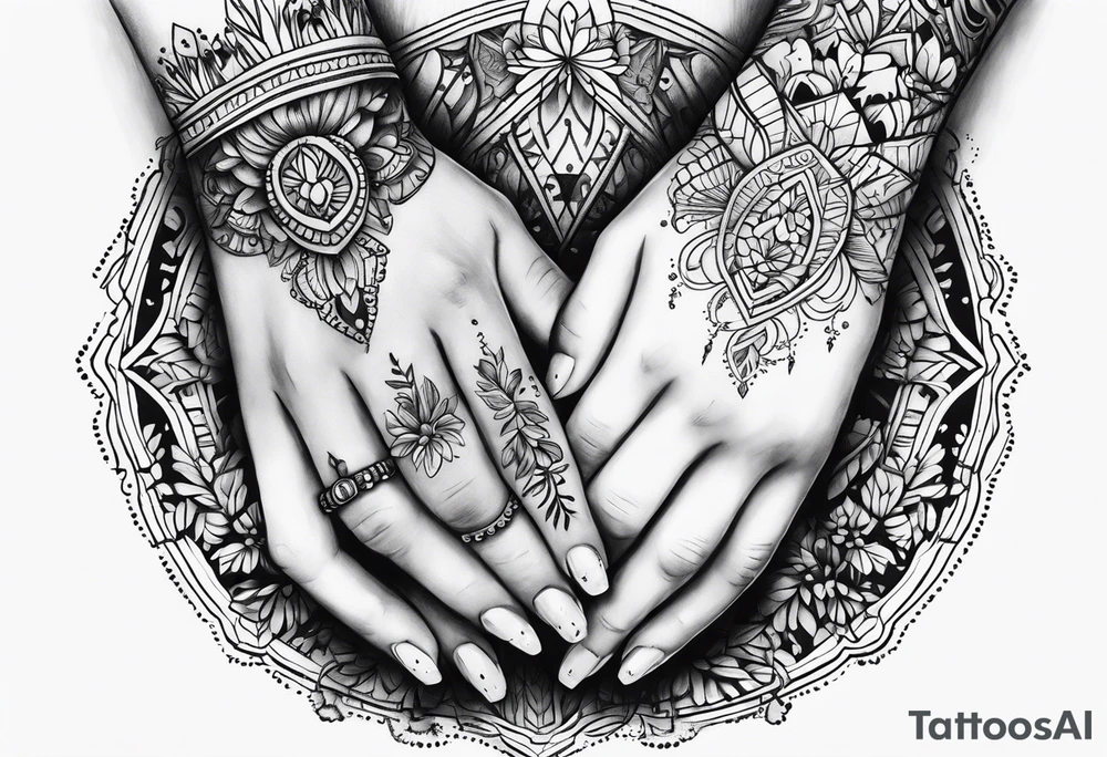 Girls holding hands tattoo idea