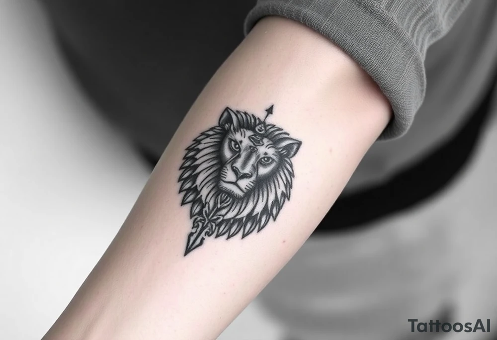 Lion with wgyptian element tattoo idea