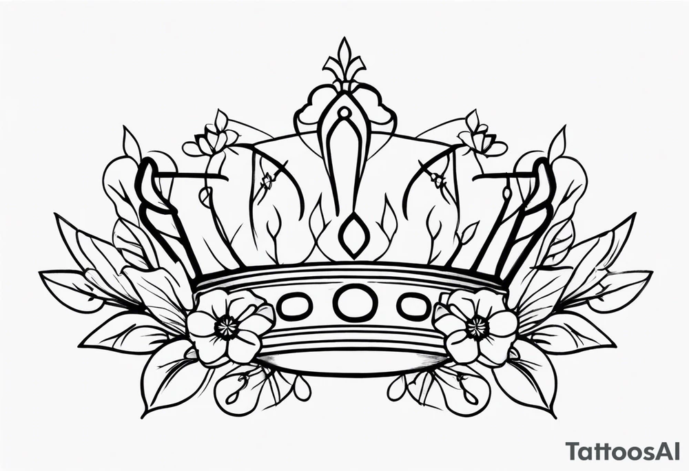 Crown with floral accents tattoo idea