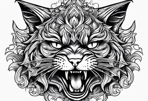 cat growling tattoo idea