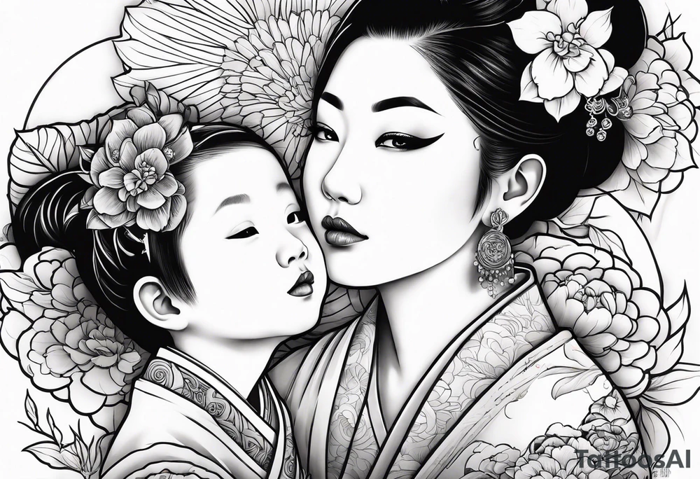 Mom son & daughter 1/2 sleeve tattoo idea