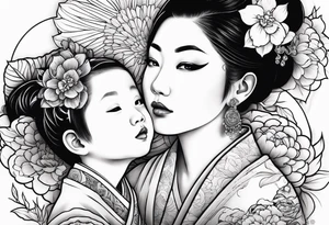 Mom son & daughter 1/2 sleeve tattoo idea