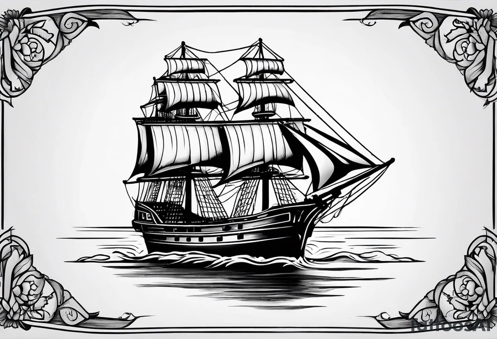 simple small sloop ship american traditional tattoo idea