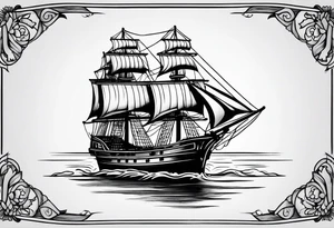 simple small sloop ship american traditional tattoo idea